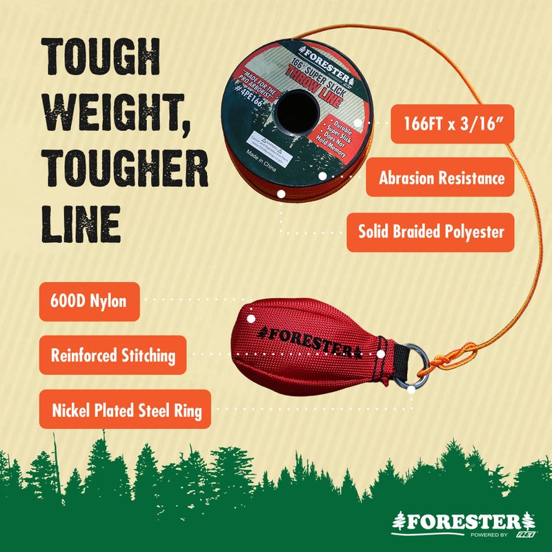 FORESTER Arborist Throw Line Kit | 15oz Throw Weight & 166ft Rope | Ultra Slick 100% Polyester Rope | Arborist Equipment For Tree Climbing - Image 2
